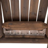 Outsunny Wood Adirondack Patio Chair Bench with Center Coffee Table, for Lounging and Relaxing Outdoors Carbonized(m-11)