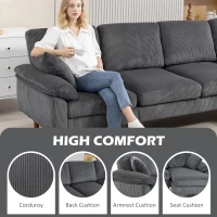 HOMCOM L-Shape Sofa, Modern Sectional Couch with Changeable Chaise Lounge, Pillows and Wooden Legs for Living Room, Dark Grey(m-4)