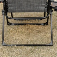 Outsunny Padded Folding Recliner Chair, Patio Lounger with Cupholder, Adjustable Backrest, Removable Cushion, Black(m-13)