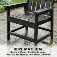 Outsunny All-Weather Patio Chair, HDPE Patio Dining Chair, Heavy Duty Wood-Like Outdoor Furniture for Garden, Backyard, Deck, Porch, Lawn, Black(m-5)