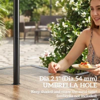 Outsunny 36" x 36" x 28" Square Patio Dining Table with Umbrella Hole, Easy to Clean Top & Rustproof Steel Frame, for Garden Pool(m-5)