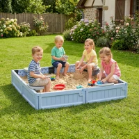 Outsunny Kids Outdoor Sandbox with Canopy, Bottom Fabric Liner, Light Blue(m-8)