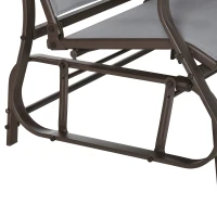 Outsunny Garden Double Gliding Chair, Patio Glider Armchair for Outdoor, Backyard Mesh Seat and Backrest, Steel Frame, Light Grey(m-14)