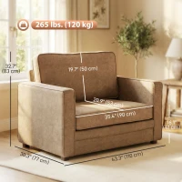 HOMCOM Accent Chair, Velvet-feel Fabric Armchair with Wide Seat, Spring Cushion, Solid Wood legs, Brown(m-3)