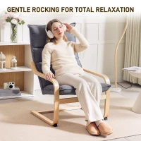 HOMCOM Birch Wood Fabric Modern Armchair, Accent Chair with Curved Leg and Arm for Living Room, Grey(m-6)