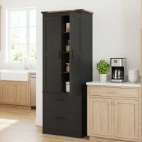 HOMCOM 67" Tall Kitchen Pantry Storage Cabinet, Kitchen Pantry Cabinet with Doors, Drawers and Adjustable Shelves, Black(m-10)