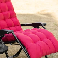 Outsunny Padded Zero Gravity Chair, Folding Recliner Chair, Patio Lounger with Cup Holder, Adjustable Backrest, Removable Cushion for Outdoor, Deck, Poolside, Red(m-11)