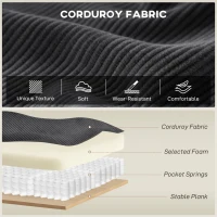 HOMCOM 86" 3 Seater Sofa, Modern Corduroy Upholstered Couch, Dark Grey(m-4)