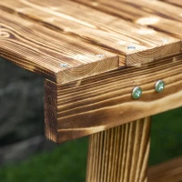 Outsunny Outdoor Garden Bench, Backless Patio Fir Wood Stool, Armless Loveseat, 43.25" x 15" x 13.75", Carbonized(m-11)