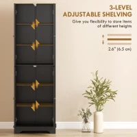 HOMCOM 72" Tall Pantry Cabinet, Kitchen Pantry Cabinet with Adjustable Shelves, Storage Cabinet with 4 Doors, Black(m-5)