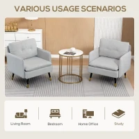 HOMCOM Accent Chairs Set of 2, Upholstered Armchairs with Tufted Back Cushion and Steel Legs for Living Room, Bedroom(m-6)