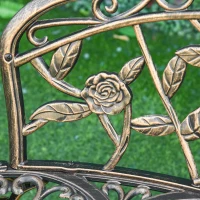 Outsunny 40" Outdoor Garden Bench, Cast Aluminum Antique Rose Style Patio Garden Park Loveseat Bench for Backyard, Porch, Balcony, Lawn, Bronze(m-13)