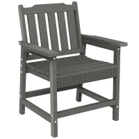 Outsunny All-Weather Patio Chair, HDPE Patio Dining Chair, Heavy Duty Wood-Like Outdoor Furniture for Garden, Backyard, Deck, Porch, Lawn, Gray(m-1)