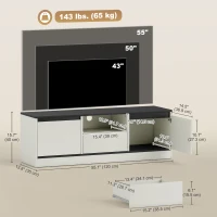 HOMCOM TV Stand for 43-55 Inch TV,  Entertainment Center w/ Cabinets, Shelf, Drawer and Cable Management for Living Room, White(m-3)