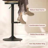 HOMCOM Wood Barstools Set of 2, Swivel Bar Stools with Adjustable Height for Kitchen Counter, Natural Wood and Black(m-7)