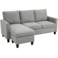 HOMCOM L-Shape Sofa, Modern Sectional Couch with Ottoman, Corner Sofa for Living Room, Light Grey(m-2)