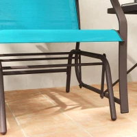Outsunny 3 Piece Patio Glider Set Outdoor Gliders with Breathable Mesh Seat, Glass Top Table for Garden, Yard, Blue(m-12)