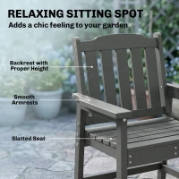 Outsunny All-Weather Patio Chair, HDPE Patio Dining Chair, Heavy Duty Wood-Like Outdoor Furniture for Garden, Backyard, Deck, Porch, Lawn, Gray(m-4)