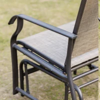 Outsunny 2 Pieces Outdoor Glider Chairs, 2 Person Glider Rocking Chair Set with Breathable Mesh Fabric, Steel Frame, Dark Brown(m-11)