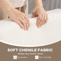 HOMCOM Accent Chair with Rubber Wood Frame, Wide Seat, Modern Chenille Bedroom Chair with Thick Cushion, Cream White(m-6)