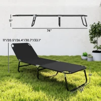 Outsunny Folding Chaise Lounge Pool Chairs, Outdoor Sun Tanning Chairs with 5-Level Reclining Back, Steel Frame for Beach, Yard, Patio, Black(m-3)