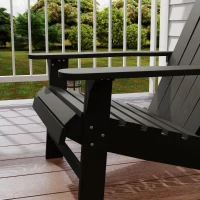 Outsunny Wood Adirondack Chair, Outdoor Patio Muskoka Chair with Slatted Design for Deck, Garden, Backyard, Fire Pit, Black(m-12)