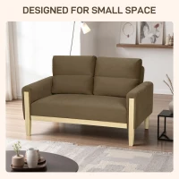 HOMCOM 53" Loveseat Sofa, Small 2 Seater Couch with Solid Wood Legs, Modern Velvet Sofa for Living Room, Small Spaces,Brown(m-6)