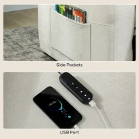 HOMCOM Massage Recliner Chair, Power Recliner with Quiet Brushless Motor, Remote, Pockets, 2 Memory Positions, Beige(m-9)