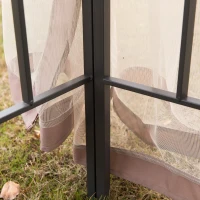 Outsunny 10'x10' Soft-top Steel Patio Gazebo Outdoor Sun Shelter with 2-Tier Polyester Roof, Curtain Sidewalls, Brown(m-12)