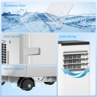 HOMCOM 10000 BTU Portable 4-in-1 Air Conditioner with Cool, Dehumidifier, Fan, Sleep, WiFi Voice Remote Control, White(m-10)