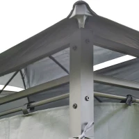 Outsunny 13'L x 10'W x 8.7'H Patio Gazebo Outdoor 2-Tiers Garden Canopy Yard Sunshade Shelter with Curtains, Grey(m-11)