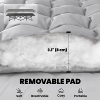 Outsunny Set of 2 Camping Cot with Soft Pad, 32" Extra Wide Folding Cots with Non-Slip Feet and Carry Bag, Grey(m-4)