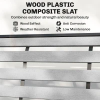 Outsunny 2 Person Outdoor Glider Bench, Patio Glider Loveseat with Faux Wood Slatted Seat and Back, Steel Frame, Grey(m-5)