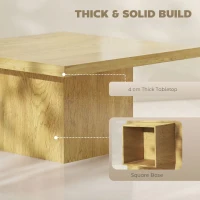 HOMCOM Square Coffee Table, Center Table with 1.6" Thick Tabletop, Light Brown(m-5)