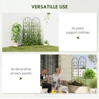 Outsunny Set of 2 Metal Garden Trellis, Decorative Trellis Panels, Scrollwork Design, 150 x 50 cm, Black(m-6)