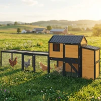 PawHut Large Chicken Coop, 134"L Wooden Chicken House with Run, Nesting Box, Slide-Out Tray, Waterproof Roof and Ramp(m-8)