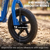HOMCOM Adjustable Kids Pro Stunt Scooter Children Street Bike Bicycle Ride On with 12” Tire (Blue)(m-5)
