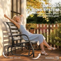 Outsunny 2 Person Outdoor Glider Bench, Patio Glider Loveseat with Faux Wood Slatted Seat and Back, Steel Frame, Grey(m-4)