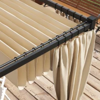 Outsunny 10' x 10' Retractable Pergola Canopy with Sidewalls, Metal Outdoor Gazebo Sun Shade Shelter, Beige(m-13)