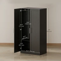 HOMCOM Wardrobe Cabinet with 2 Doors and Hanging Rod, Modern Armoire Wardrobe Closet for Bedroom, Black Wood Effect(m-3)