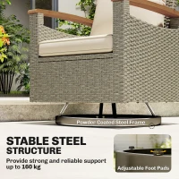 Outsunny Patio Outdoor Swivel Chairs Set of 2, PE Rattan Patio Wicker Chair with Soft Cushions, Steel Frame, Cream White(m-6)