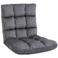 HOMCOM 13-Position Floor Folding Gaming Lazy Floor Sofa Chair Lounge Adjustable Sleeper Bed Couch Recliner, Dark Grey(m-2)