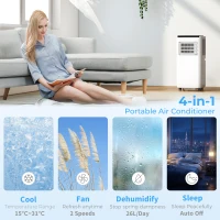 HOMCOM 10000 BTU Portable 4-in-1 Air Conditioner with Cool, Dehumidifier, Fan, Sleep, WiFi Voice Remote Control, White(m-5)