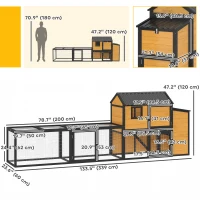 PawHut Large Chicken Coop, 134"L Wooden Chicken House with Run, Nesting Box, Slide-Out Tray, Waterproof Roof and Ramp(m-3)