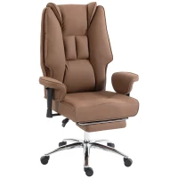 HOMCOM Ergonomic Office Chair, High Back Reclining Desk Chair with Adjustable Armrests, Pet Friendly Faux Leather, Brown(m-11)