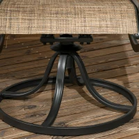 Outsunny 2-Piece Swivel Patio Dining Chairs, 360° Swivel Rocking Outdoor Chairs with Curved Armrests, Breathable Mesh Seat & S Shape Backrest for Yard, Lawn, Porch, Brown(m-11)