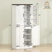 HOMCOM 72" Tall Kitchen Pantry Cabinet, Farmhouse Storage Cabinet with 8 Door Racks and Adjustable Shelves, White(m-3)