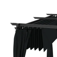 Outsunny 10' x 13' Pergola with Retractable Canopy and Curtains, UPF30+ Sun Shade Shelter for Grill, Garden, Backyard, Deck(m-11)