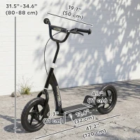 HOMCOM Adjustable Kids Pro Stunt Scooter Children Street Bike Bicycle Ride On with 12” Tire (Black)(m-3)