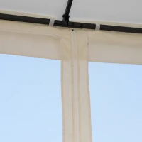 Outsunny 10'x10' Soft-top Steel Patio Gazebo Outdoor Sun Shelter with 2-Tier Polyester Roof, Curtain Sidewalls, White(m-12)